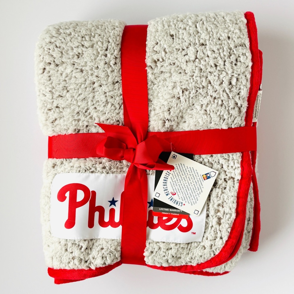 Phillies Baseball Sherpa Fleece Throw Blanket 50" x 60" Philadelphia Tailgate